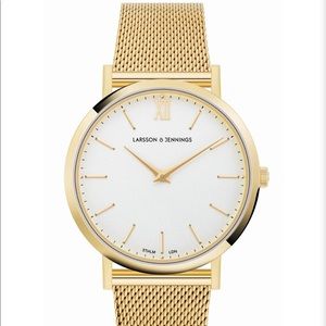 LARSSON & JENNINGS LUGANO MILANESE 40MM GOLD & SATIN WHITE